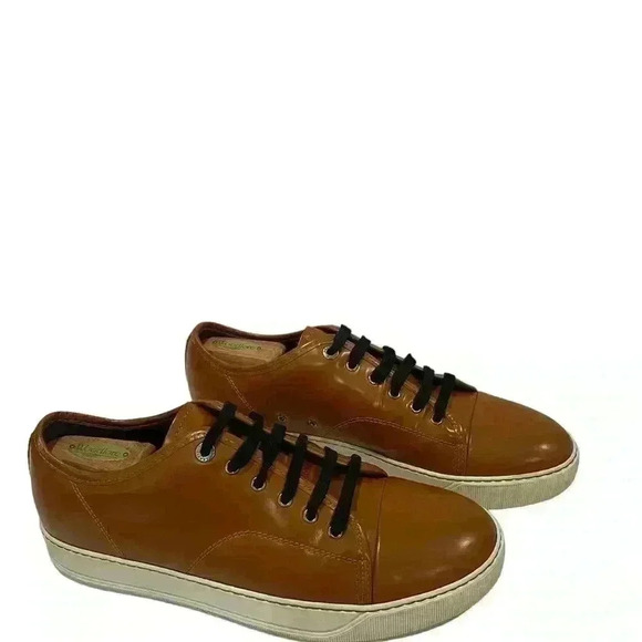 LANVIN DBB1 Men’s Brown Patent Leather Sneakers Casual Rubber Sole UK 9 / US 10 - Picture 7 of 12